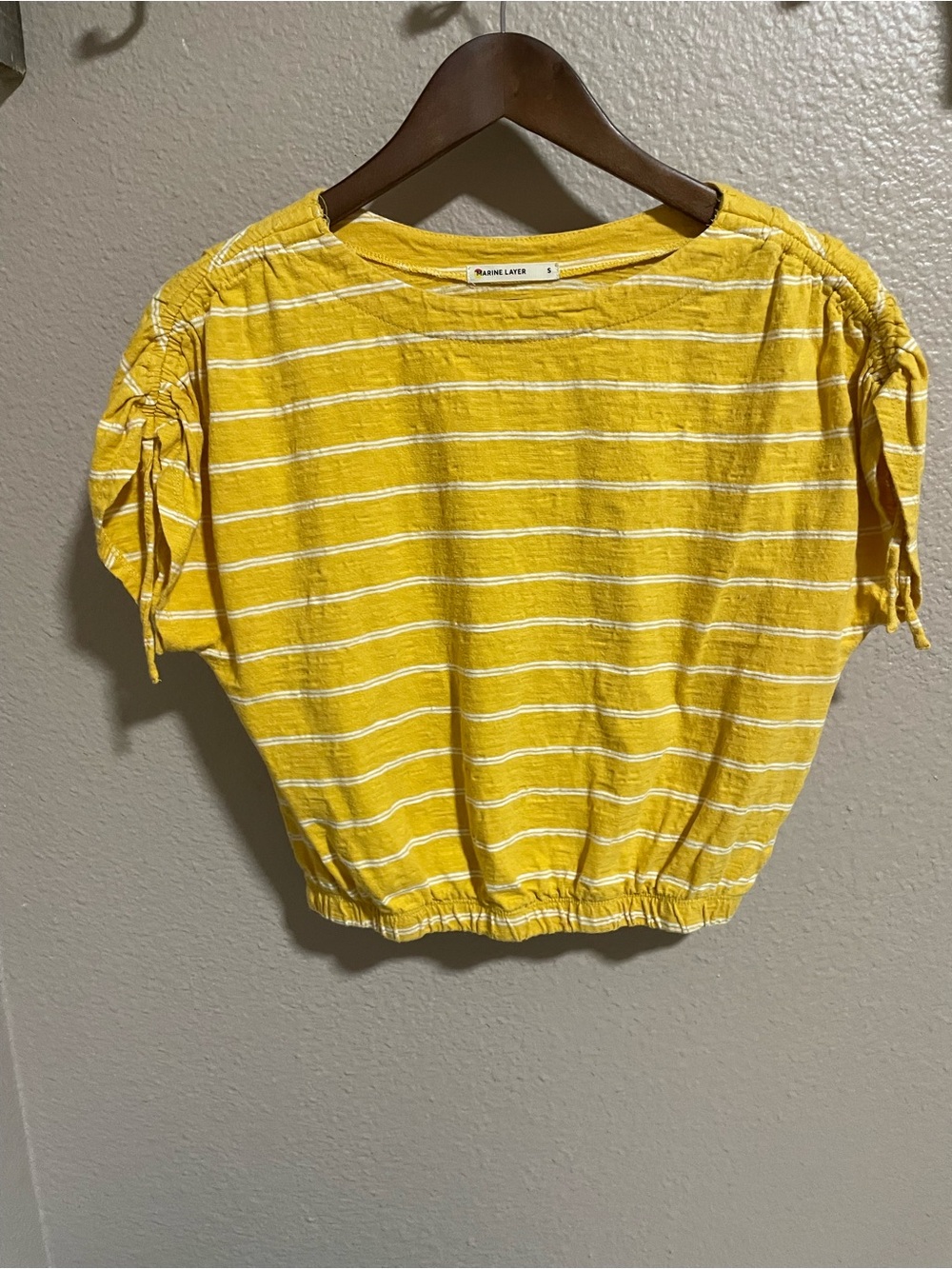 Marine Layer Yellow Striped Short-Sleeve Crop Top